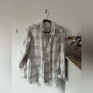 Gray Plaid Flannel Shirt